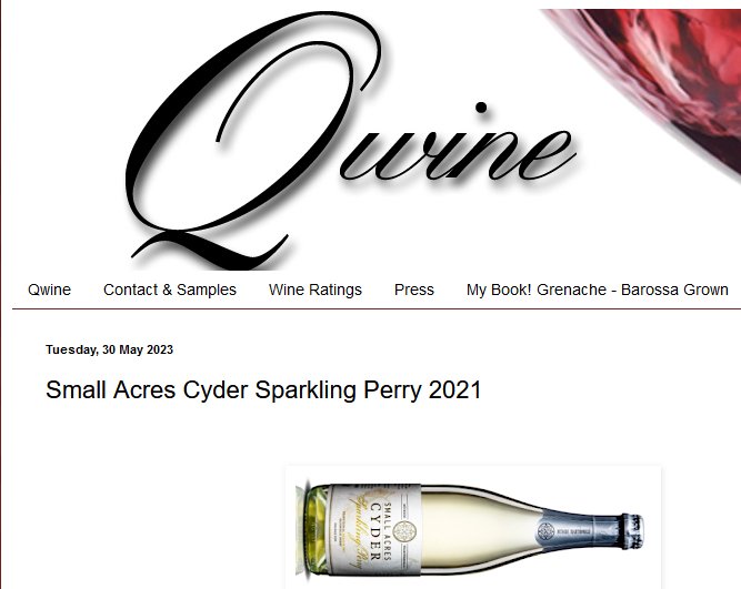 Review: Sparkling Perry 2021 94/100 - Small Acres Cyder