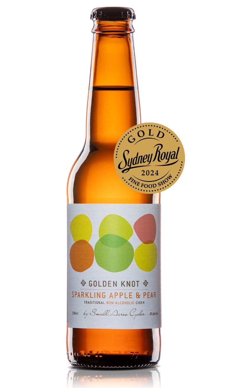 Golden Knot Apple and Pear Non Alcoholic Cider with Sydney Royal Fine Food Show 2024 Gold Medal