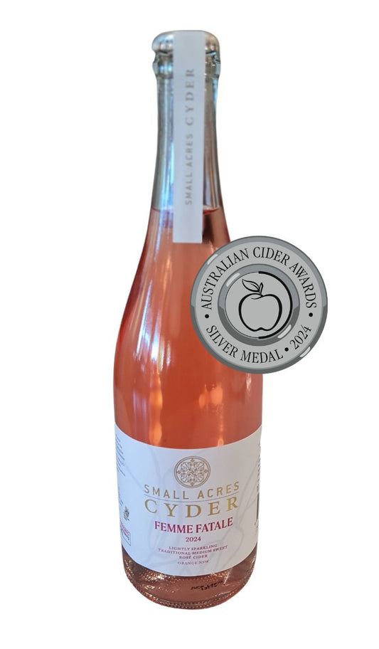 750ml bottle of Femme Fatale with a Silver Medal from Australian Cider Awards 2024