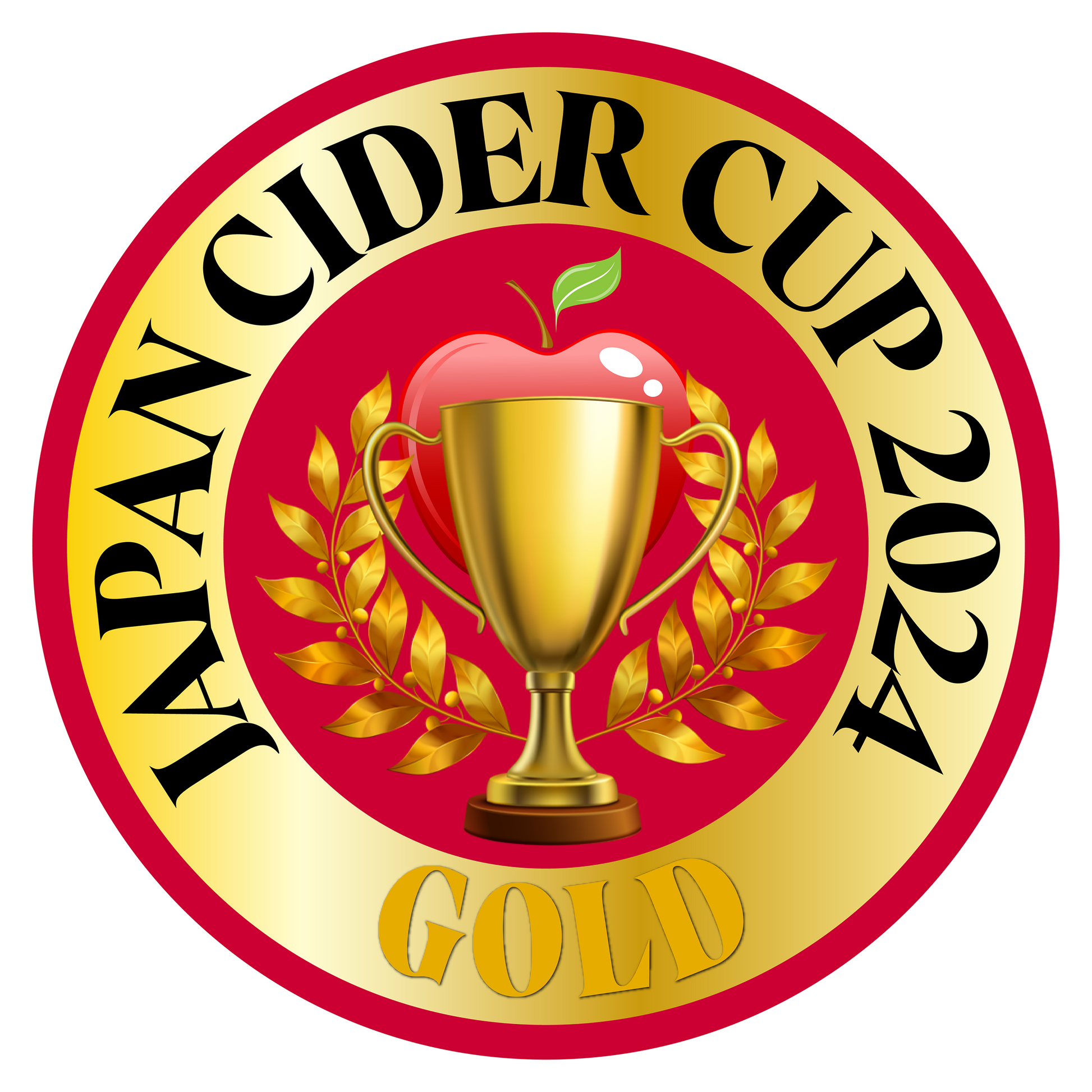 Japan Cider Cup 2024 Gold Medal featuring a cup an apple and some branches