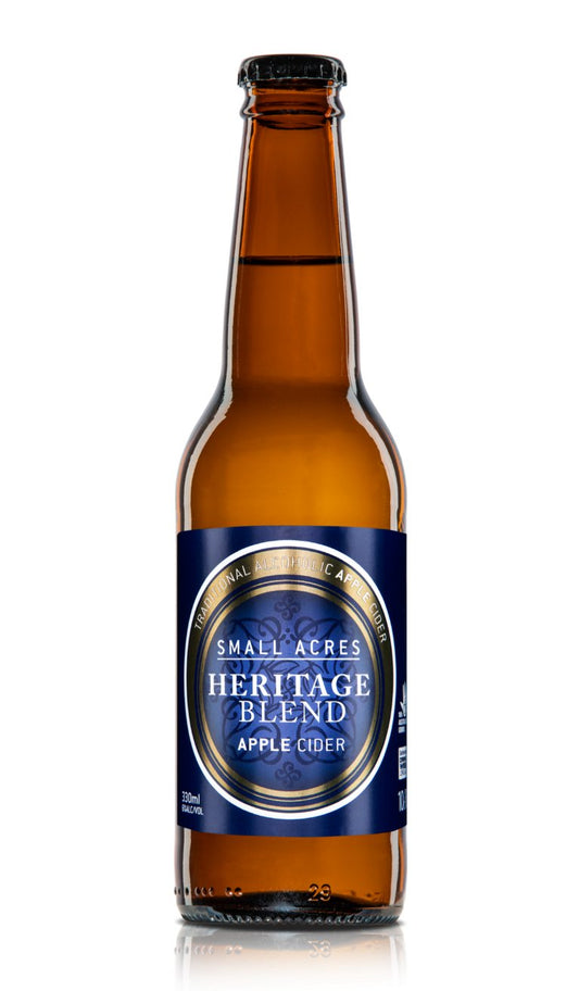 A single 330ml bottle of Heritage Blend Apple Cider Case of 24 - Small Acres Cyder