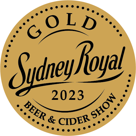 A Sydney Royal Beer and Cider Show 2023 Gold Medal symbol; awarded to the Small Acres Cyder Pink Lady Apple Cider