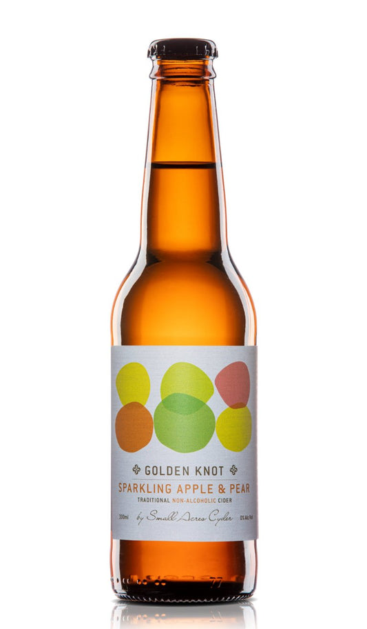 A single 330ml bottle of Sparkling Apple and Pear Non Alcoholic Cider Case of 24 - Small Acres Cyder